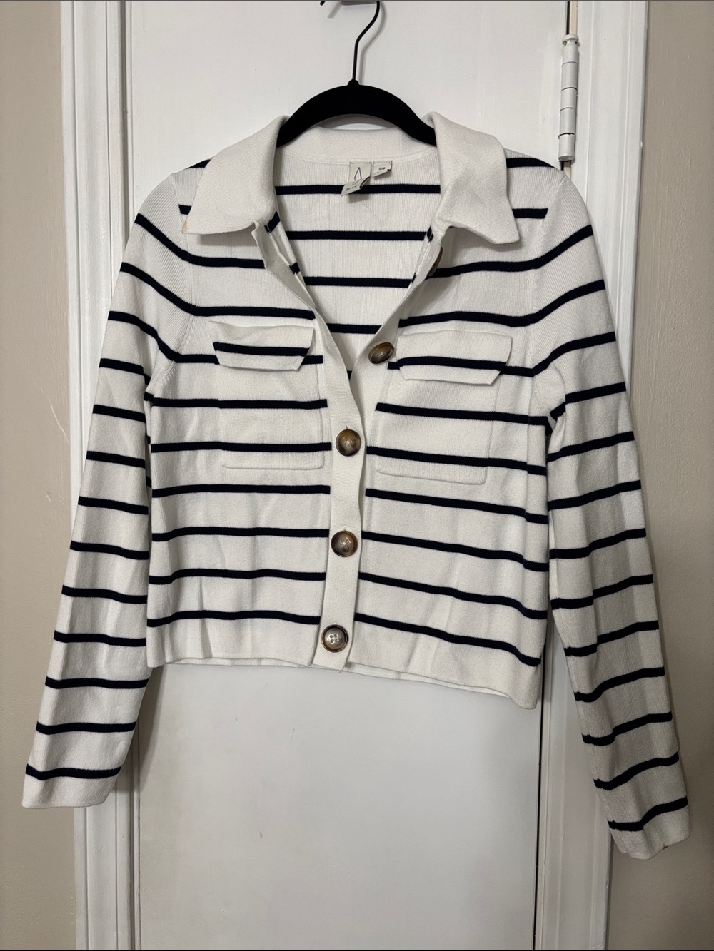 Striped Collared Cardigan